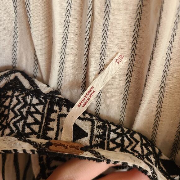 Free People Lola Dress Embroidered Mini Flowy XS Beachy Stripe Boho Sundress - Picture 5 of 5